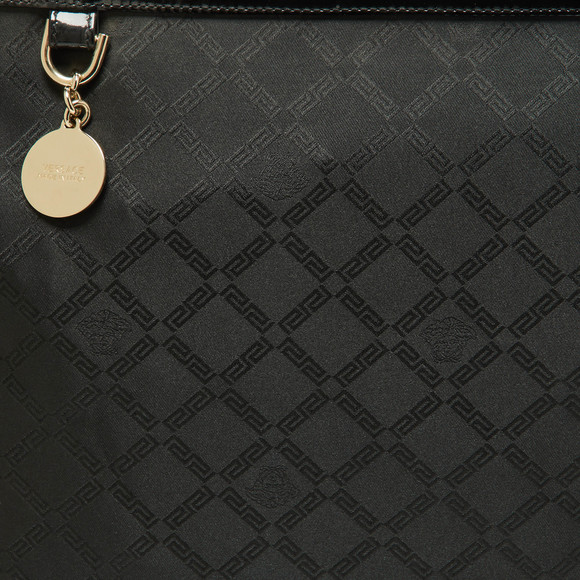 VERSACE Black Signature Fabric and Patent Leather Shopper Chain Tote - Picture 5 of 8